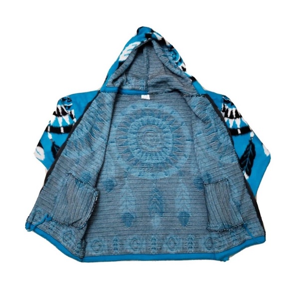 Yari Artesanias M Aztec Native Southwestern Hoodie Alpaca Wool Blanket Sweater - Picture 7 of 8